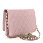 Caviar Quilted Studded CC Wallet on Chain WOC Light Pink