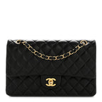 Lambskin Quilted Medium Double Flap Black