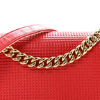 Lambskin Embossed Medium Boy Cube Flap Red