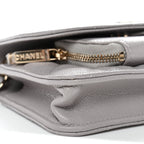 Caviar Quilted Mini Business Affinity Flap Grey