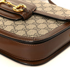 GG Supreme Monogram Horsebit 1955 Shoulder Bag Beige Brown Sugar