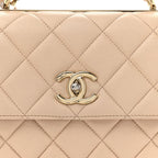 Lambskin Quilted Small Trendy CC Dual Handle Flap Bag Beige