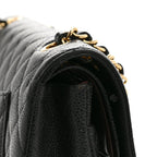 Caviar Quilted Medium Double Flap Black