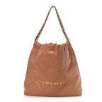 Shiny Calfskin Quilted Chanel 22 Camel