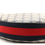 GG Supreme Monogram Textured Calfskin Web Large Attache Shoulder Bag Beige Blue