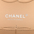 Caviar Quilted Medium Double Flap Beige