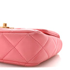 Lambskin Enamel Quilted Pending CC Mini Square Flap Pink