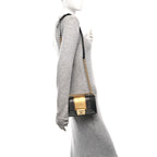 Metallic Glazed Calfskin Small Boy Flap Black Gold