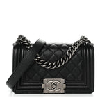 Caviar Quilted Small Boy Flap Black