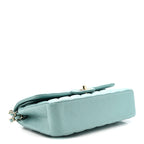 Caviar Quilted Medium Double Flap Light Blue