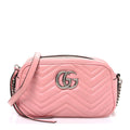 Calfskin Matelasse Small GG Marmont Chain Shoulder Bag Wild Rose