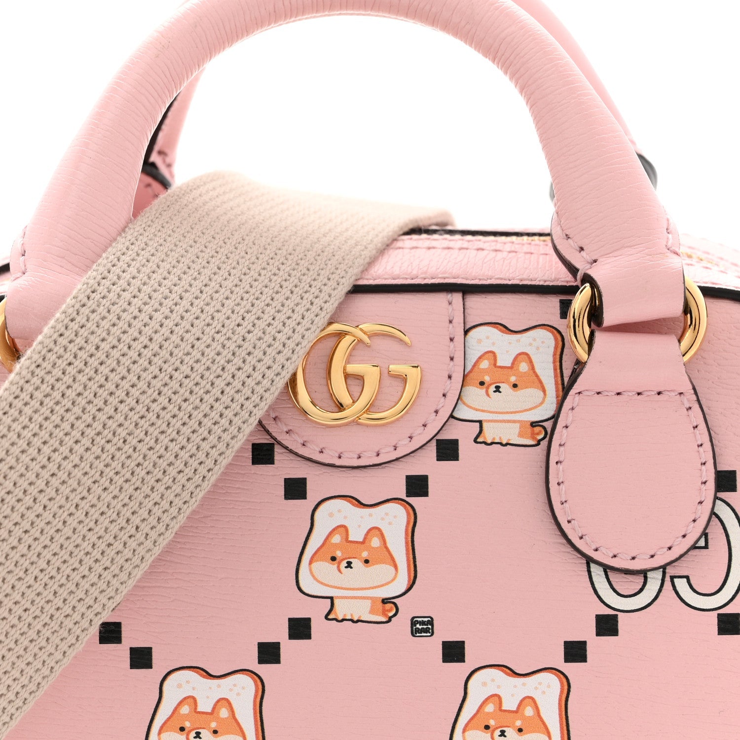 X PIKARAR Textured Dollar Calfskin Animal Print Mini Ophidia Top Handle Bowler Bag Pink Multicolor