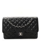 Caviar Quilted Jumbo Double Flap Black