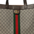 GG Supreme Monogram Web Large Ophidia Vertical Shopping Tote Brown