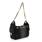 Washed Denim Quilted Mini Chanel 25 Handbag Black