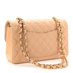 Caviar Quilted Small Double Flap Beige