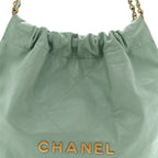 Shiny Calfskin Quilted Small Chanel 22 Light Green