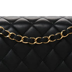 Lambskin Quilted Small Double Flap Black