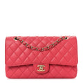 Caviar Quilted Medium Double Flap Dark Pink