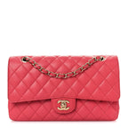 Caviar Quilted Medium Double Flap Dark Pink