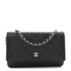 Caviar Quilted Wallet on Chain WOC Black