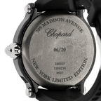 Stainless Steel Rubber Diamond Pink Sapphire 38mm Happy Sport Apple Quartz Watch Black