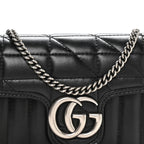 Calfskin Matelasse Aria Super Mini GG Marmont Shoulder Bag Black