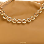 Mellow Nappa Donut Chain Large Flamenco Knot Clutch  Sahara