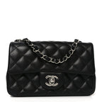 Lambskin Quilted Mini Rectangular Flap Black
