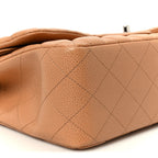 Caviar Quilted Jumbo Double Flap Dark Beige