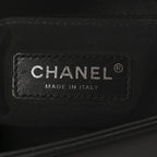 Calfskin Painted Chevron Embossed Medium Boy Flap Black