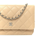 Caviar Quilted Wallet on Chain WOC Beige