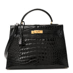 Shiny Alligator Kelly Sellier 32 Black