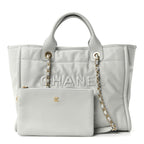 Calfskin Small Deauville Tote Light Grey