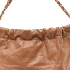 Shiny Calfskin Quilted Small Chanel 22 Beige