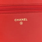Lambskin Quilted Boy Wallet On Chain WOC Red