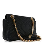 Calfskin Matelasse Small GG Marmont Shoulder Bag Black