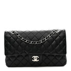 Lambskin Quilted Medium Double Flap Black