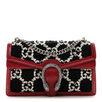 Tweed GG Monogram Small Dionysus Shoulder Bag Black White Romantic Cherry