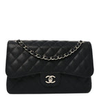 Caviar Quilted Jumbo Double Flap Black