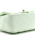 Lambskin Quilted Mini Rectangular Flap Light Green