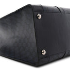 GG Supreme Monogram Textured Dollar Calfskin Large Ophidia Tote Bag Black Blue