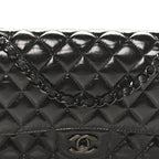 Shiny Crumpled Calfskin Quilted Medium Double Flap So Black