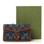 New Denim GG Monogram Dollar Calfskin Enamel Super Mini Dionysus Shoulder Bag Blue Tea Cuir Epilog Electric Blue