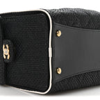 Braided Raffia Calfskin Small Chanel 25 Handbag Black White