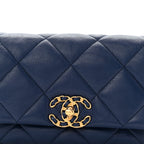 Goatskin Quilted Chanel 19 Waist Bag Dark Blue