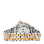 Stainless Steel Diamond Topaz 38mm Crazy Carats Two Tone Quartz Watch Silver