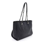 Mixed Fibers Calfskin Small Deauville Tote Black