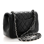 Lambskin Quilted Mini Rectangular Flap Black