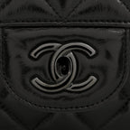 Shiny Crumpled Calfskin Quilted Jumbo Double Flap So Black